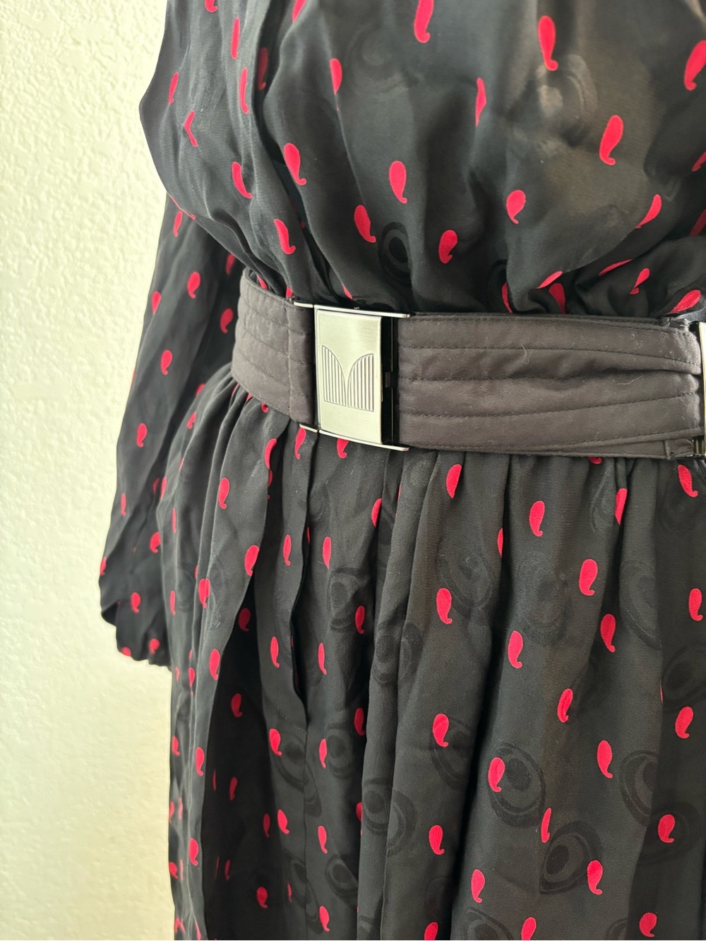 Vintage 70s Helga Whimsigoth Midi Dress Black Red Boho Grunge Cottagecore 12 - Picture 6 of 8